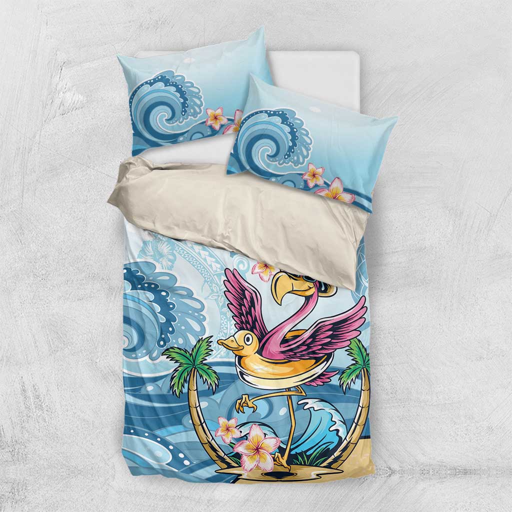 Hawaii Flamingo Bedding Set Plumeria Tropical Beach - Wonder Print Shop