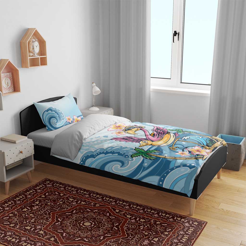 Hawaii Flamingo Bedding Set Plumeria Tropical Beach - Wonder Print Shop