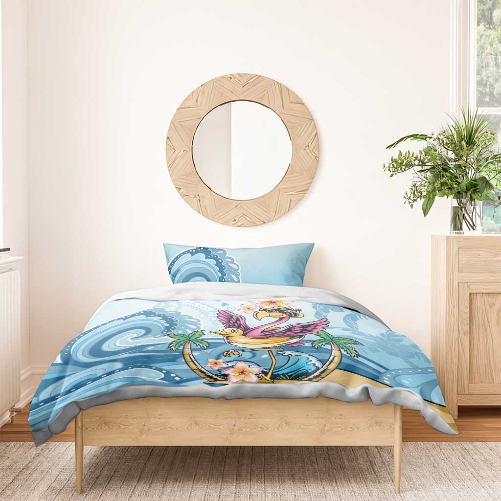 Hawaii Flamingo Bedding Set Plumeria Tropical Beach - Wonder Print Shop