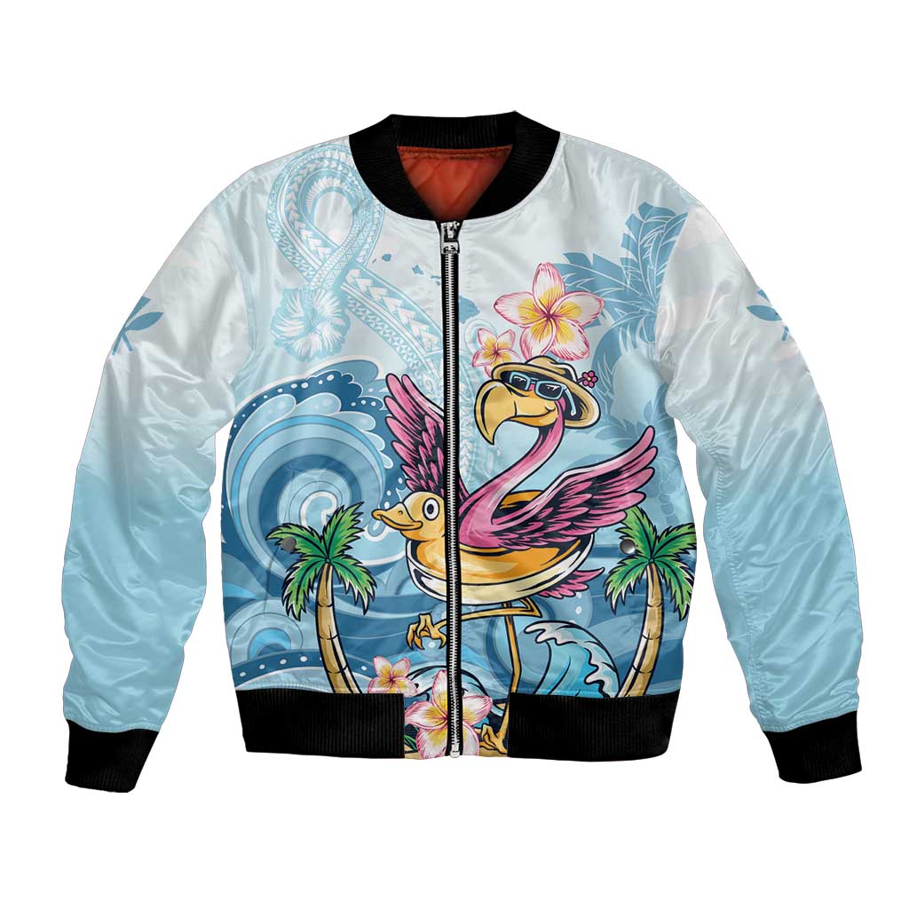 Hawaii Flamingo Bomber Jacket Plumeria Tropical Beach - Wonder Print Shop