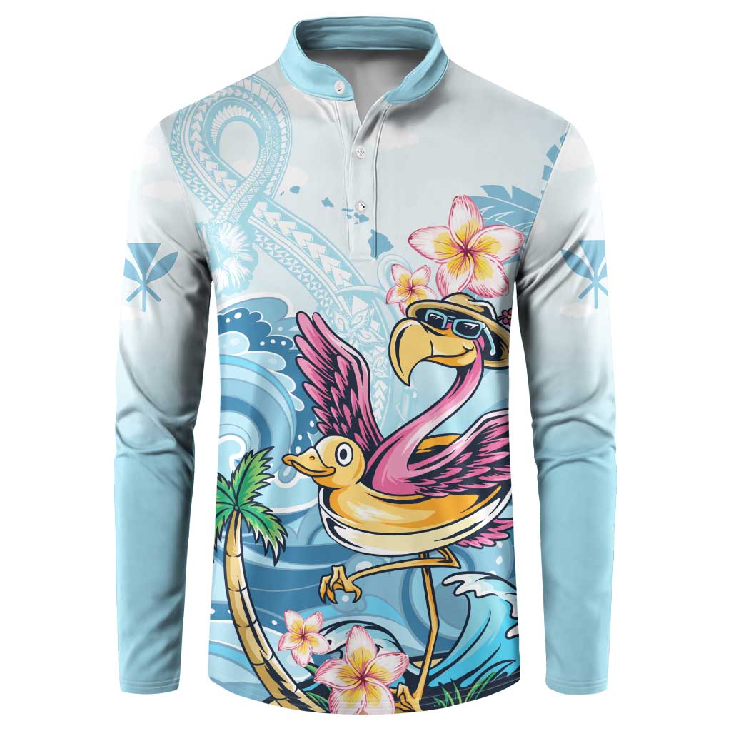 Hawaii Flamingo Button Sweatshirt Plumeria Tropical Beach - Wonder Print Shop