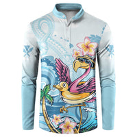 Hawaii Flamingo Button Sweatshirt Plumeria Tropical Beach - Wonder Print Shop