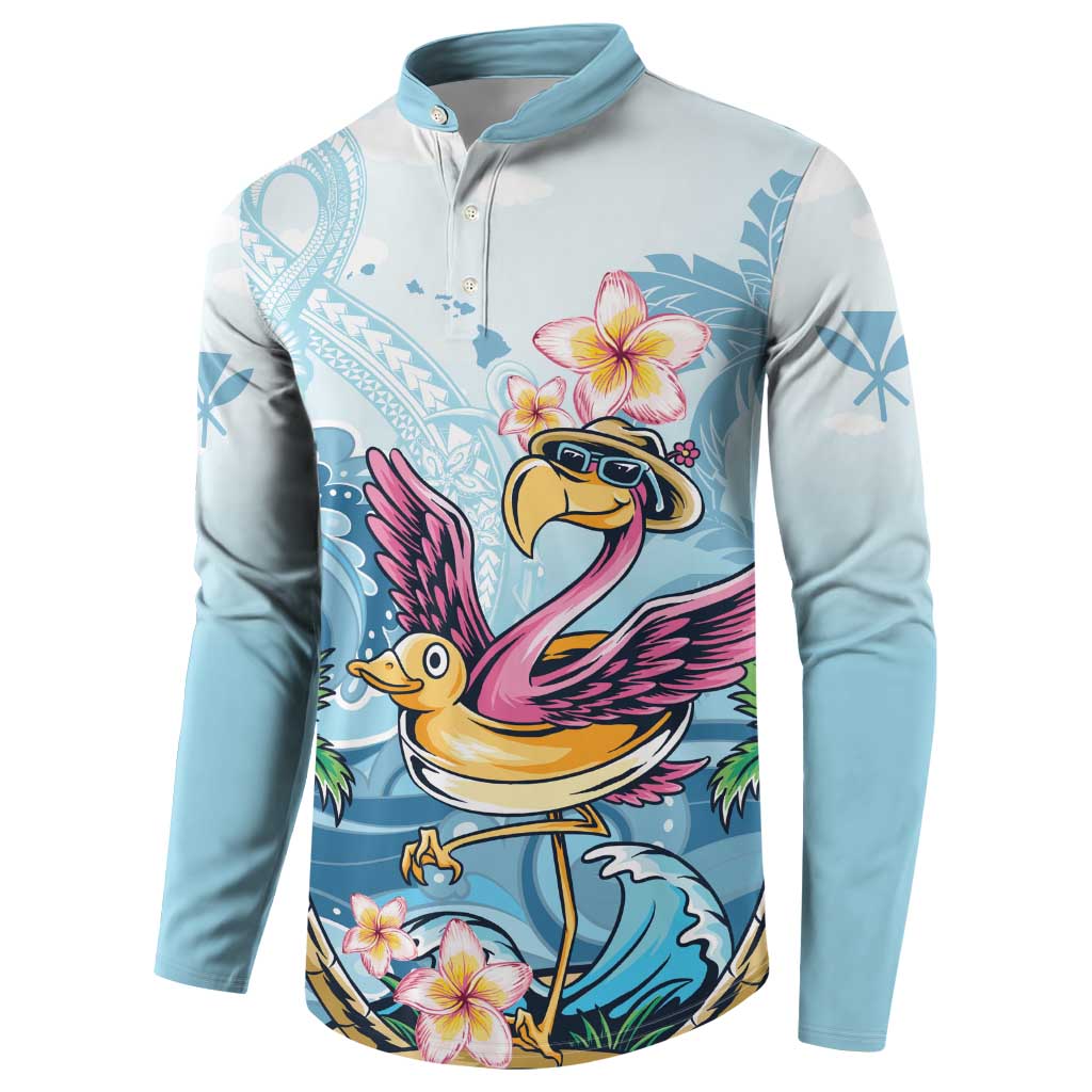 Hawaii Flamingo Button Sweatshirt Plumeria Tropical Beach - Wonder Print Shop