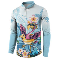 Hawaii Flamingo Button Sweatshirt Plumeria Tropical Beach - Wonder Print Shop
