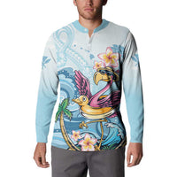 Hawaii Flamingo Button Sweatshirt Plumeria Tropical Beach - Wonder Print Shop