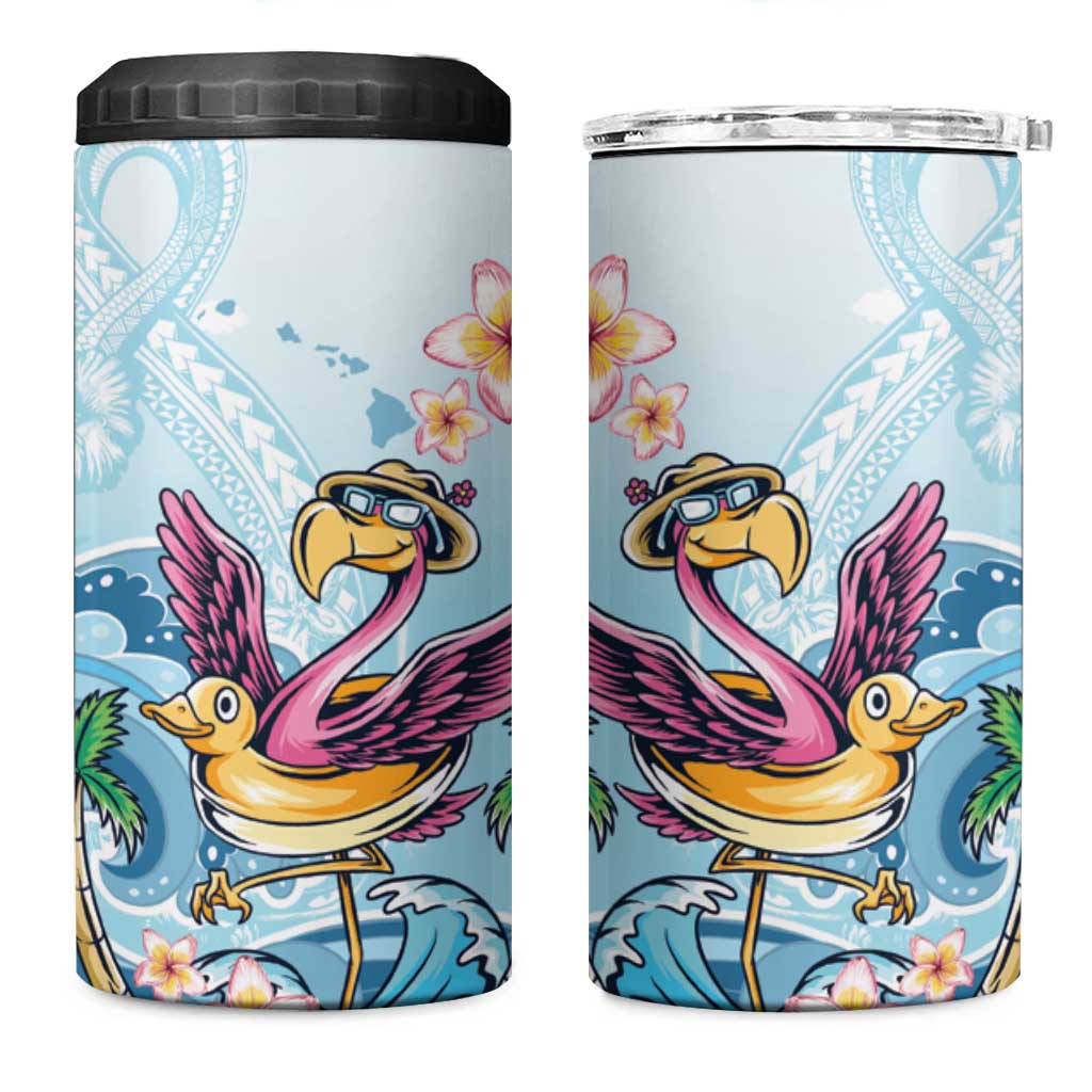 Hawaii Flamingo 4 in 1 Can Cooler Tumbler Plumeria Tropical Beach - Wonder Print Shop