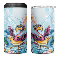 Hawaii Flamingo 4 in 1 Can Cooler Tumbler Plumeria Tropical Beach - Wonder Print Shop