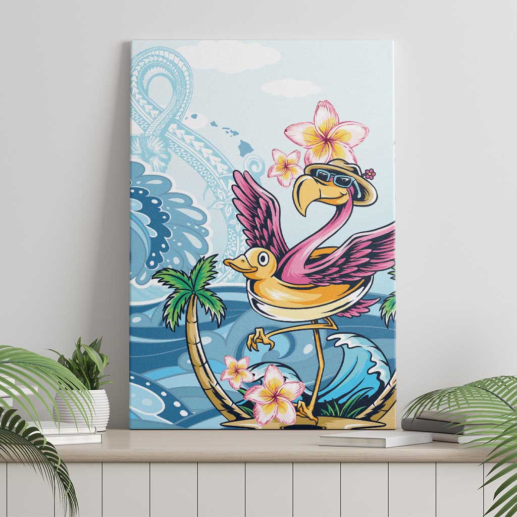 Hawaii Flamingo Canvas Wall Art Plumeria Tropical Beach - Wonder Print Shop