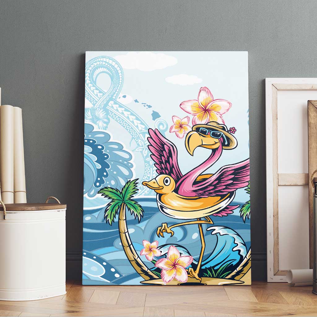 Hawaii Flamingo Canvas Wall Art Plumeria Tropical Beach - Wonder Print Shop