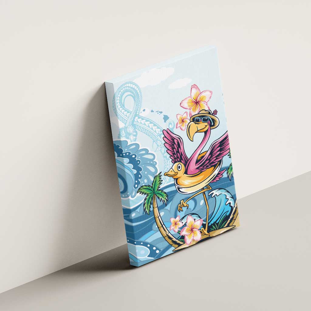 Hawaii Flamingo Canvas Wall Art Plumeria Tropical Beach - Wonder Print Shop