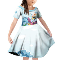 Hawaii Flamingo Family Matching Off Shoulder Short Dress and Hawaiian Shirt Plumeria Tropical Beach - Wonder Print Shop