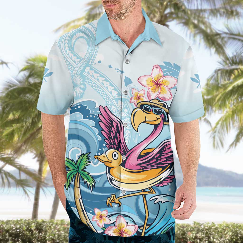 Hawaii Flamingo Hawaiian Shirt Plumeria Tropical Beach - Wonder Print Shop