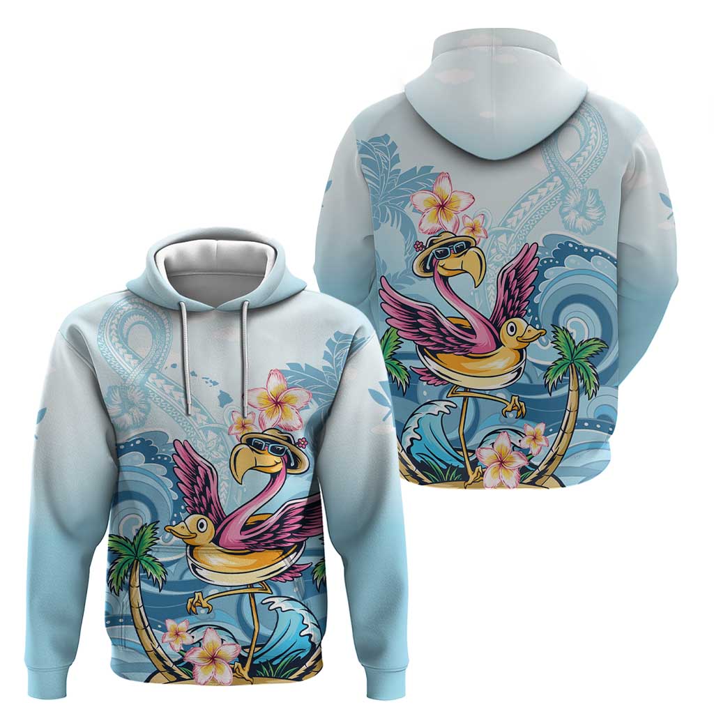 Hawaii Flamingo Hoodie Plumeria Tropical Beach - Wonder Print Shop