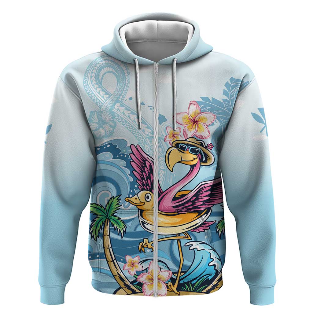 Hawaii Flamingo Hoodie Plumeria Tropical Beach - Wonder Print Shop