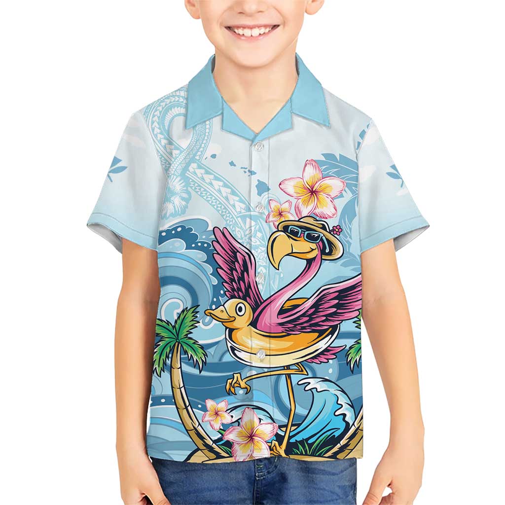 Hawaii Flamingo Kid Hawaiian Shirt Plumeria Tropical Beach - Wonder Print Shop