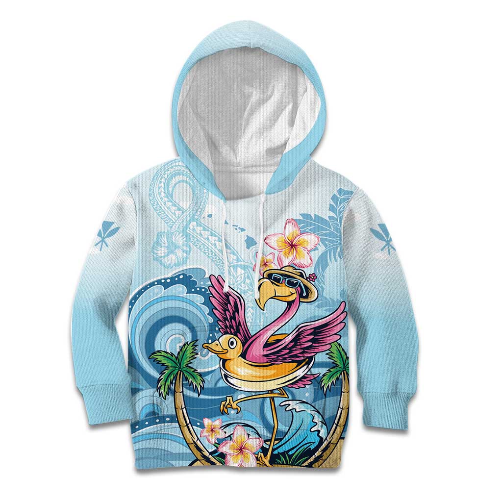 Hawaii Flamingo Kid Hoodie Plumeria Tropical Beach - Wonder Print Shop