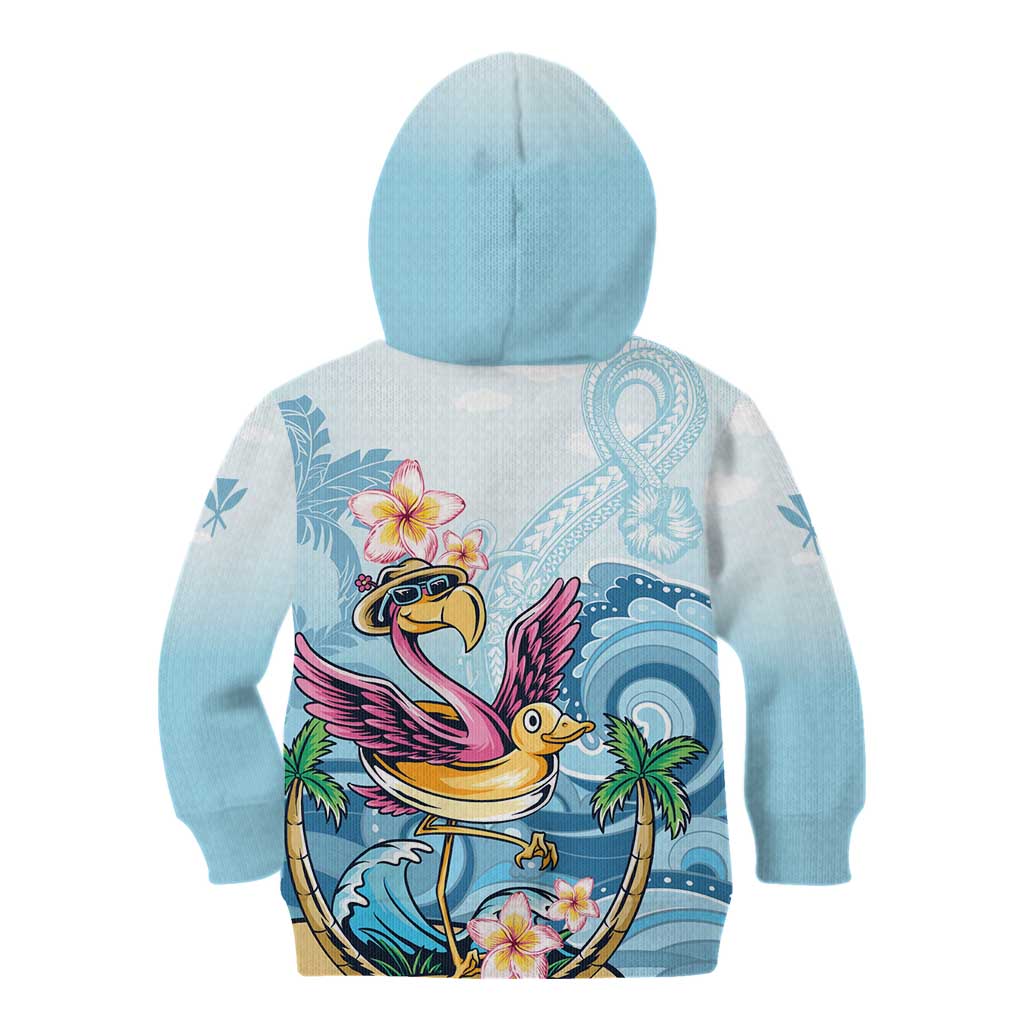 Hawaii Flamingo Kid Hoodie Plumeria Tropical Beach - Wonder Print Shop