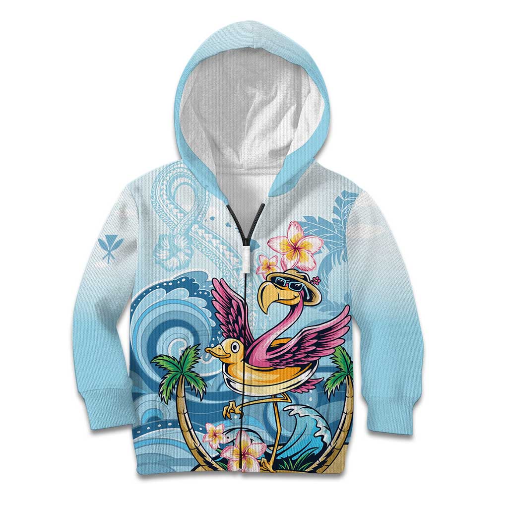 Hawaii Flamingo Kid Hoodie Plumeria Tropical Beach - Wonder Print Shop