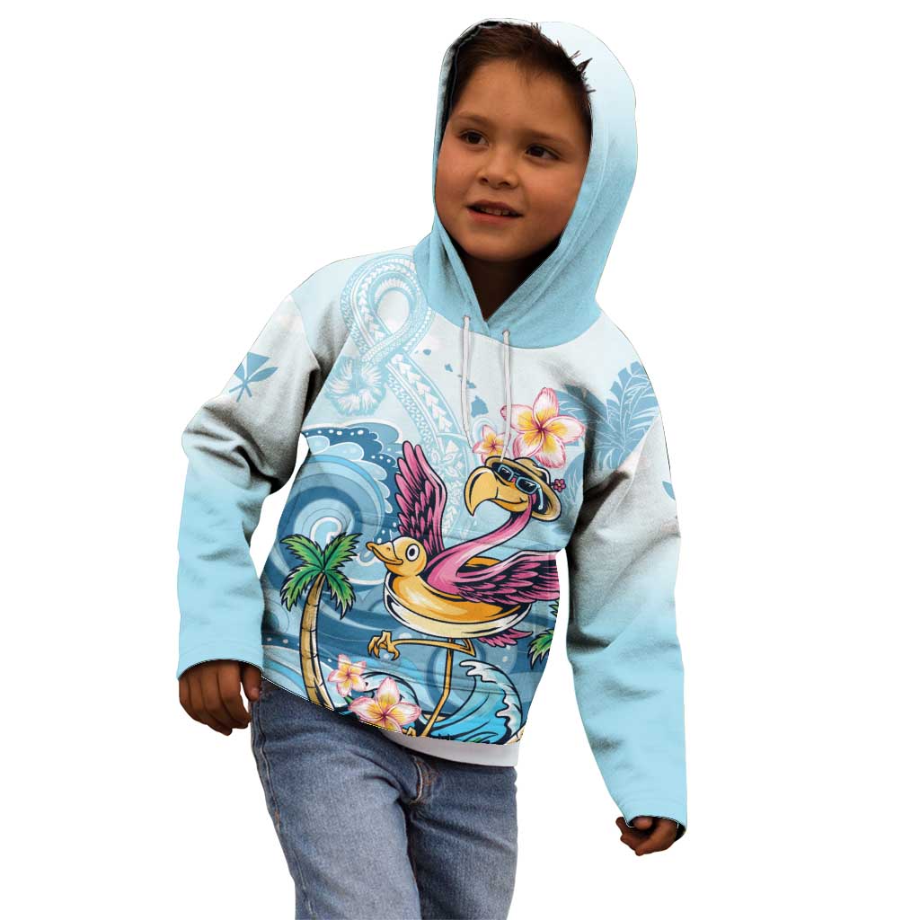 Hawaii Flamingo Kid Hoodie Plumeria Tropical Beach - Wonder Print Shop