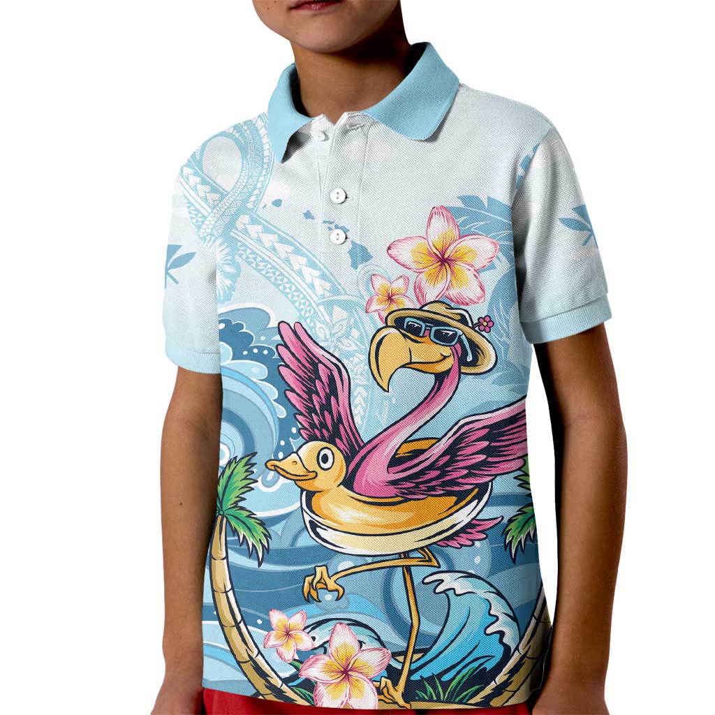 Hawaii Flamingo Kid Polo Shirt Plumeria Tropical Beach - Wonder Print Shop