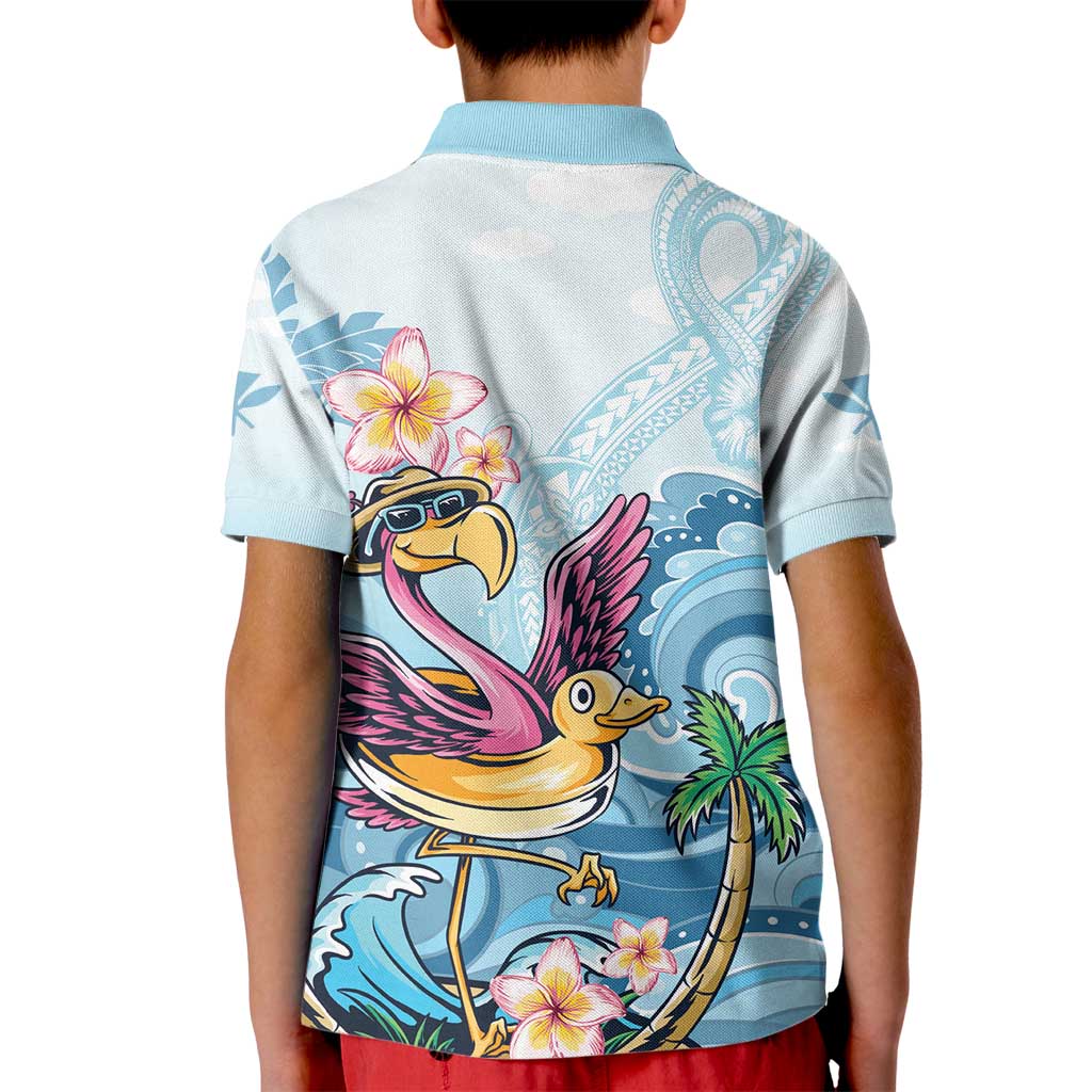 Hawaii Flamingo Kid Polo Shirt Plumeria Tropical Beach - Wonder Print Shop
