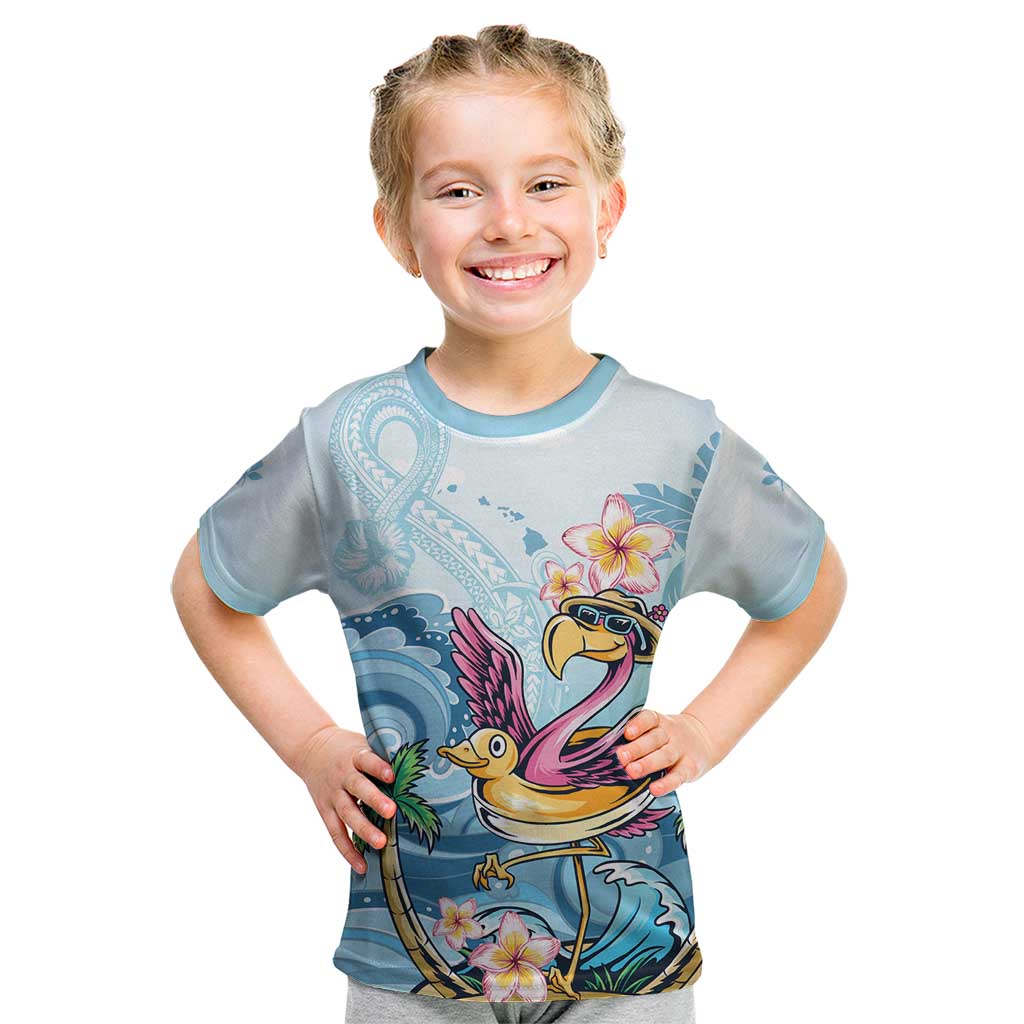 Hawaii Flamingo Kid T Shirt Plumeria Tropical Beach - Wonder Print Shop