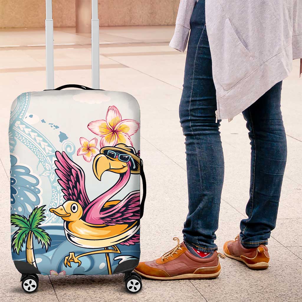 Hawaii Flamingo Luggage Cover Plumeria Tropical Beach - Wonder Print Shop