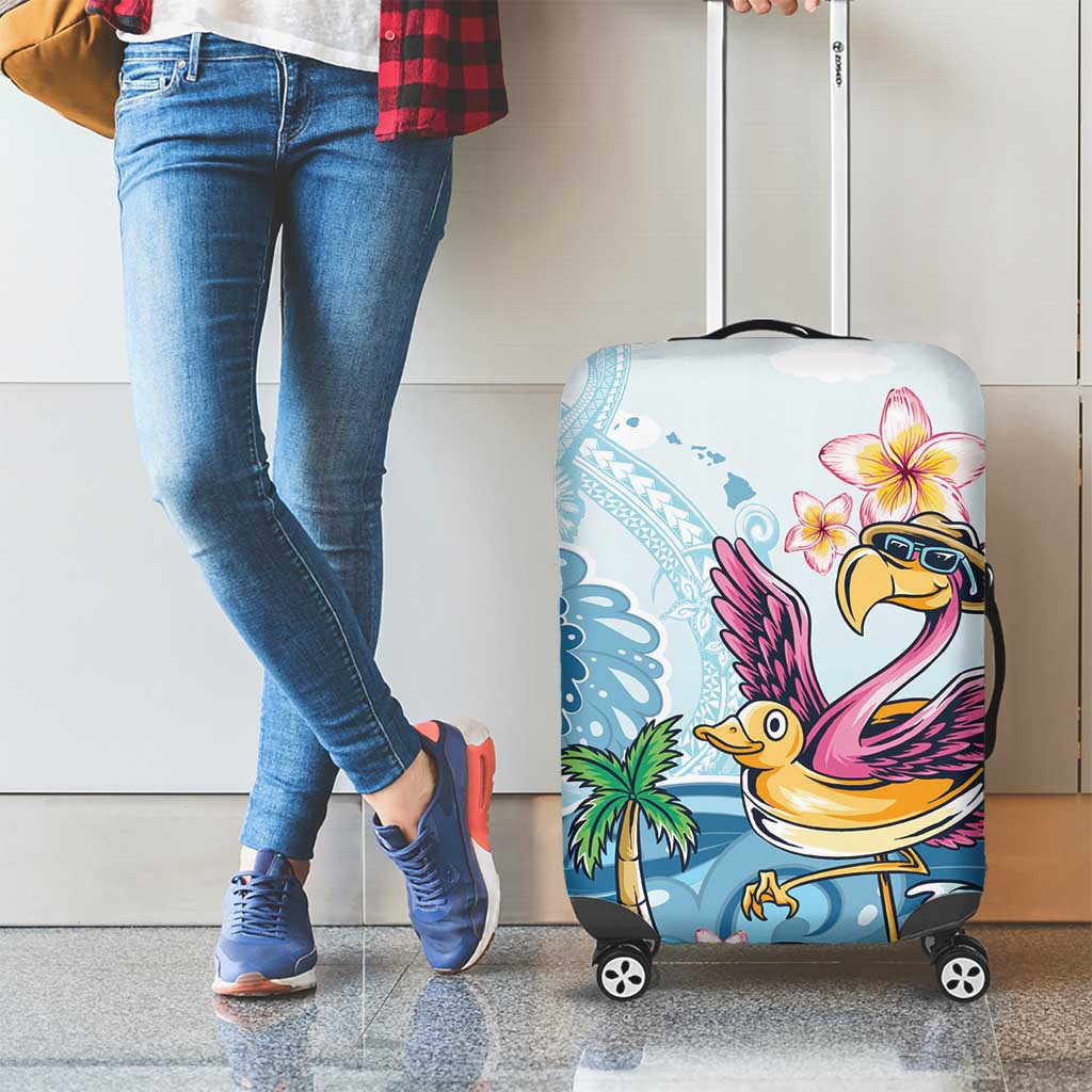 Hawaii Flamingo Luggage Cover Plumeria Tropical Beach - Wonder Print Shop
