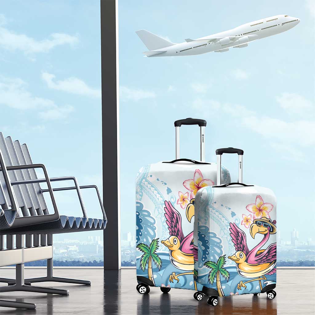 Hawaii Flamingo Luggage Cover Plumeria Tropical Beach - Wonder Print Shop