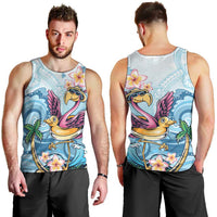 Hawaii Flamingo Men Tank Top Plumeria Tropical Beach - Wonder Print Shop