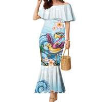 Hawaii Flamingo Mermaid Dress Plumeria Tropical Beach - Wonder Print Shop