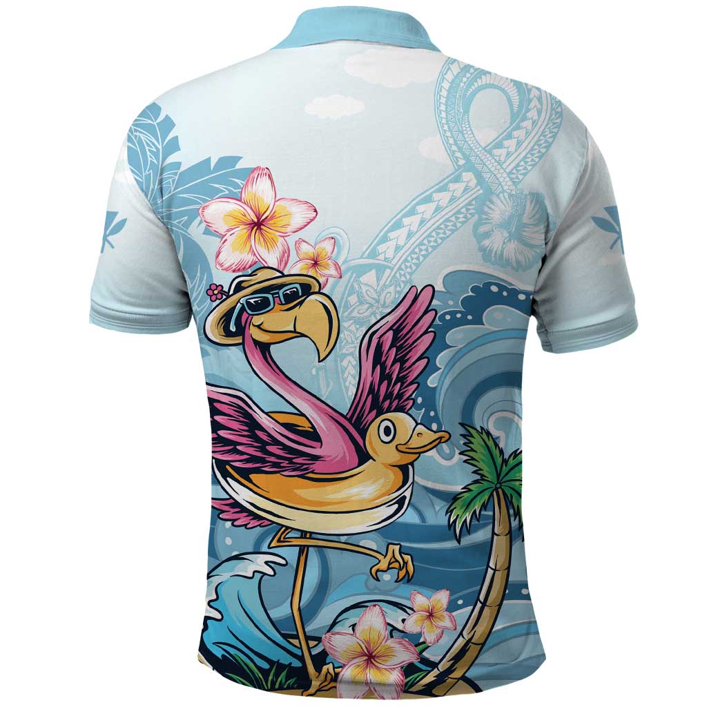 Hawaii Flamingo Polo Shirt Plumeria Tropical Beach - Wonder Print Shop