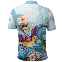 Hawaii Flamingo Polo Shirt Plumeria Tropical Beach - Wonder Print Shop