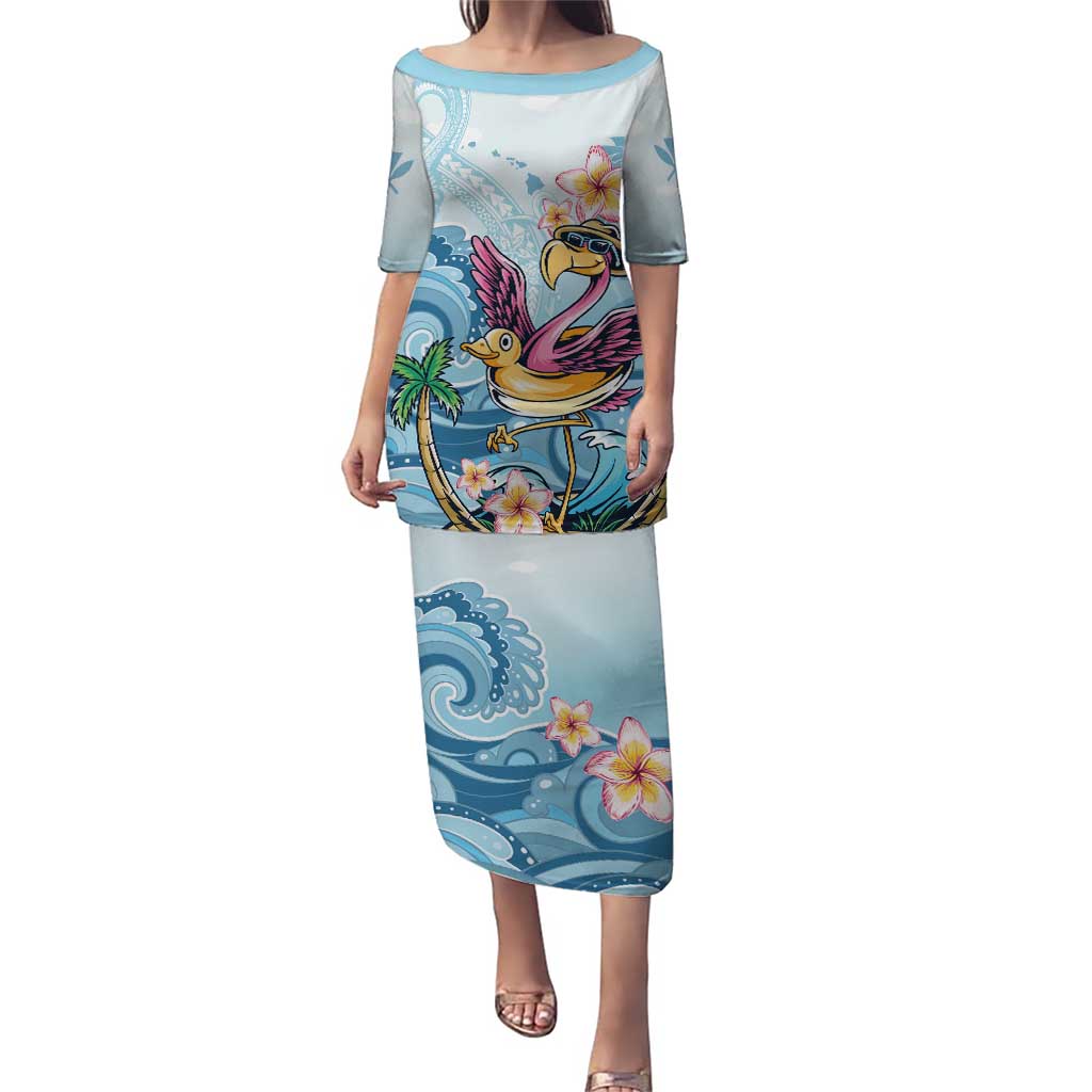 Hawaii Flamingo Puletasi Plumeria Tropical Beach - Wonder Print Shop