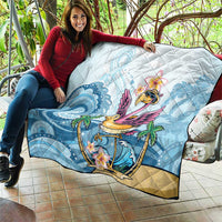 Hawaii Flamingo Quilt Plumeria Tropical Beach - Wonder Print Shop