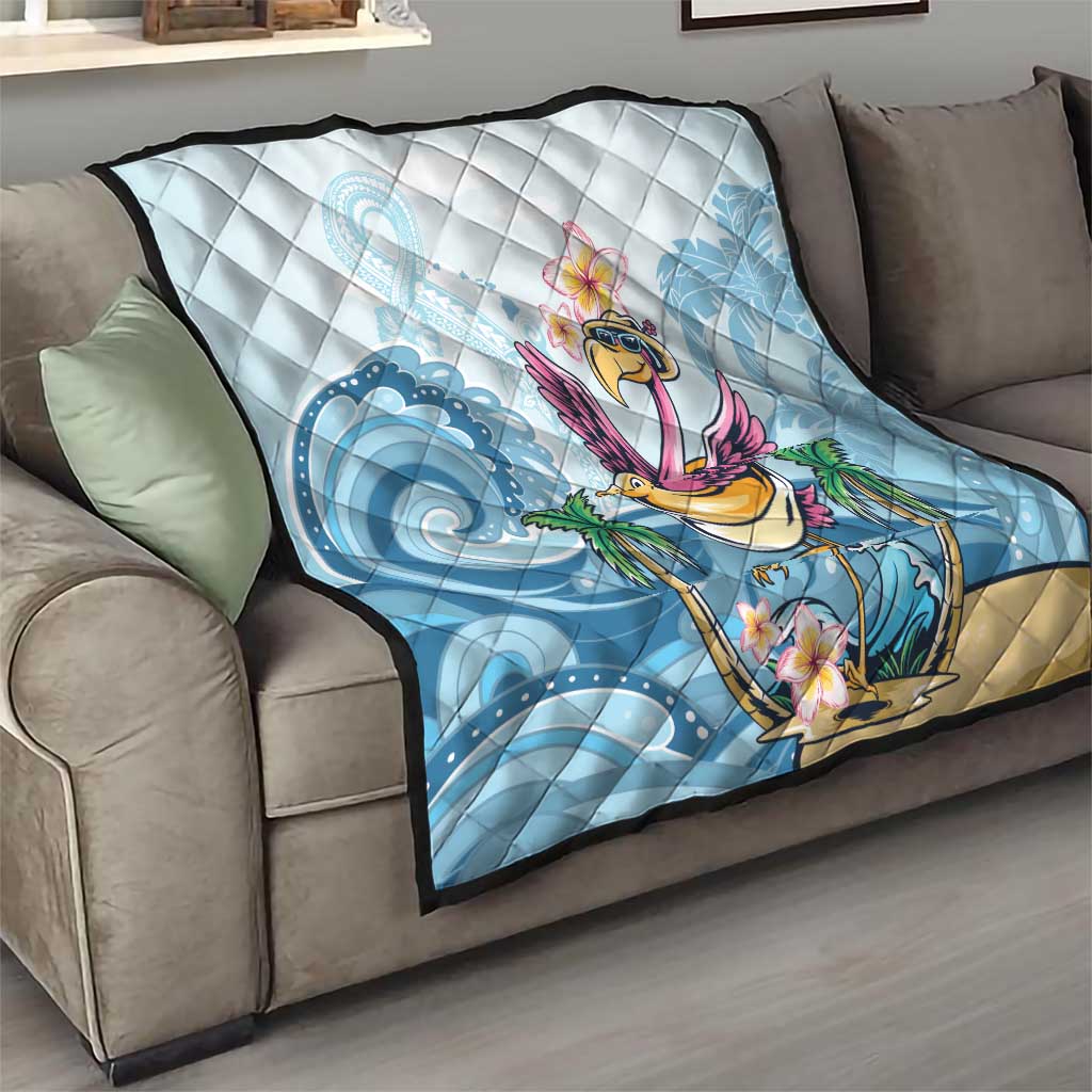Hawaii Flamingo Quilt Plumeria Tropical Beach - Wonder Print Shop