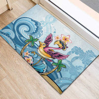Hawaii Flamingo Rubber Doormat Plumeria Tropical Beach - Wonder Print Shop