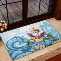 Hawaii Flamingo Rubber Doormat Plumeria Tropical Beach - Wonder Print Shop