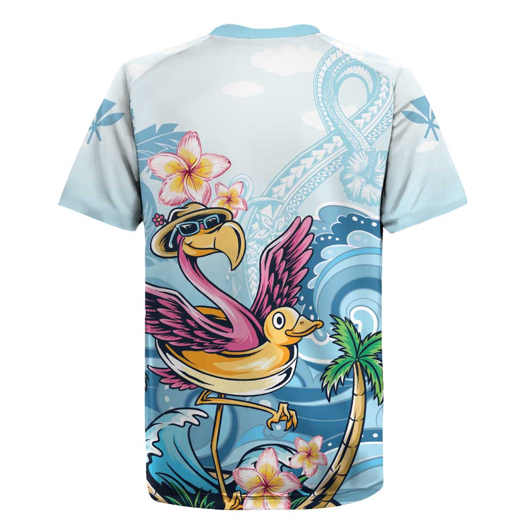 Hawaii Flamingo Rugby Jersey Plumeria Tropical Beach - Wonder Print Shop