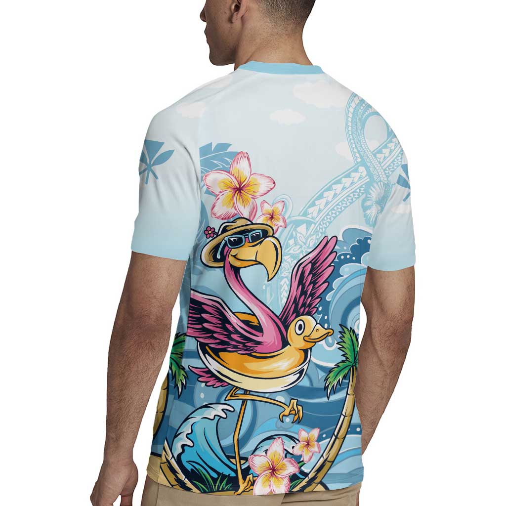 Hawaii Flamingo Rugby Jersey Plumeria Tropical Beach - Wonder Print Shop
