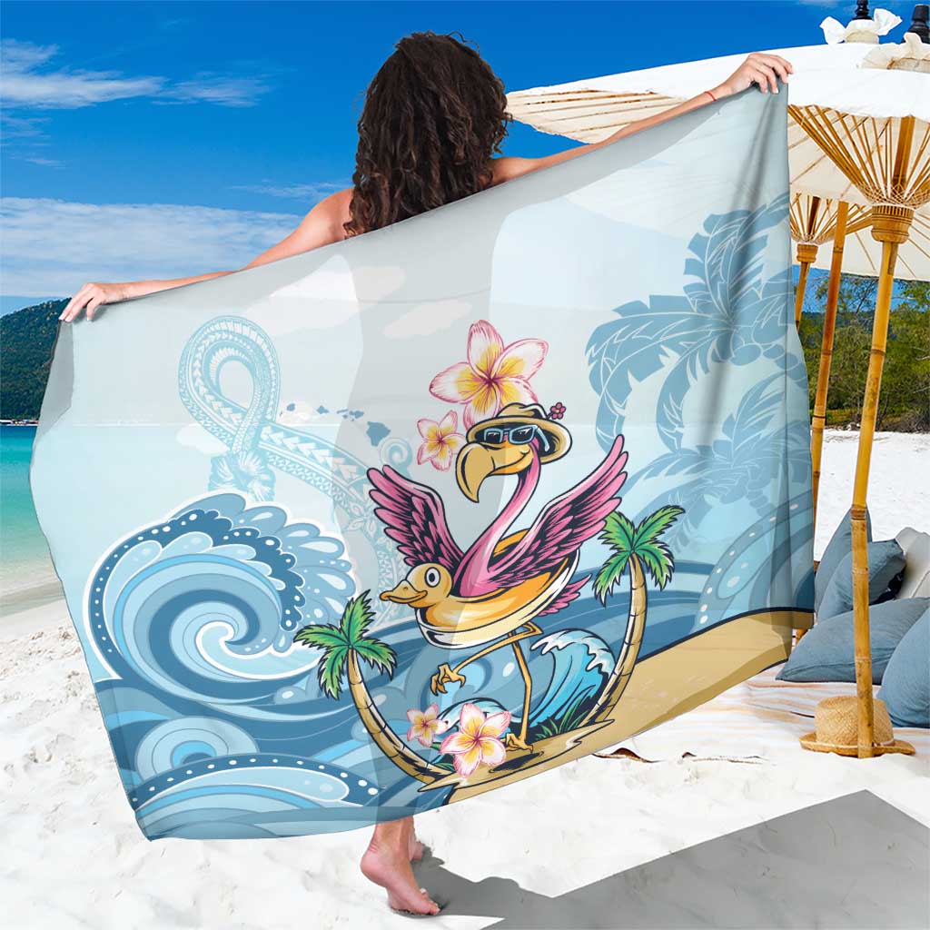 Hawaii Flamingo Sarong Plumeria Tropical Beach - Wonder Print Shop