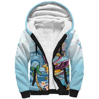 Hawaii Flamingo Sherpa Hoodie Plumeria Tropical Beach - Wonder Print Shop