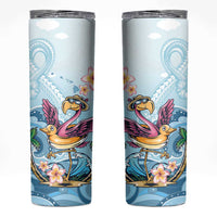 Hawaii Flamingo Skinny Tumbler Plumeria Tropical Beach - Wonder Print Shop