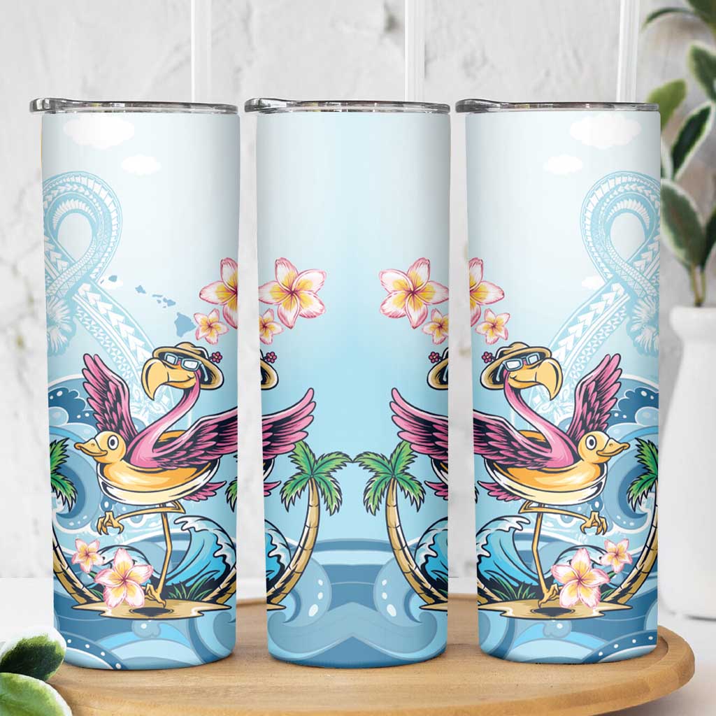 Hawaii Flamingo Skinny Tumbler Plumeria Tropical Beach - Wonder Print Shop