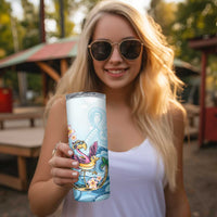 Hawaii Flamingo Skinny Tumbler Plumeria Tropical Beach - Wonder Print Shop