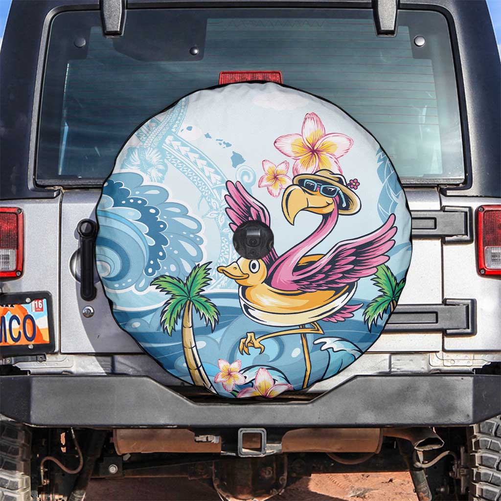 Hawaii Flamingo Spare Tire Cover Plumeria Tropical Beach - Wonder Print Shop