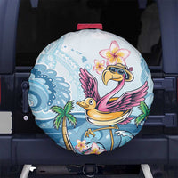 Hawaii Flamingo Spare Tire Cover Plumeria Tropical Beach - Wonder Print Shop