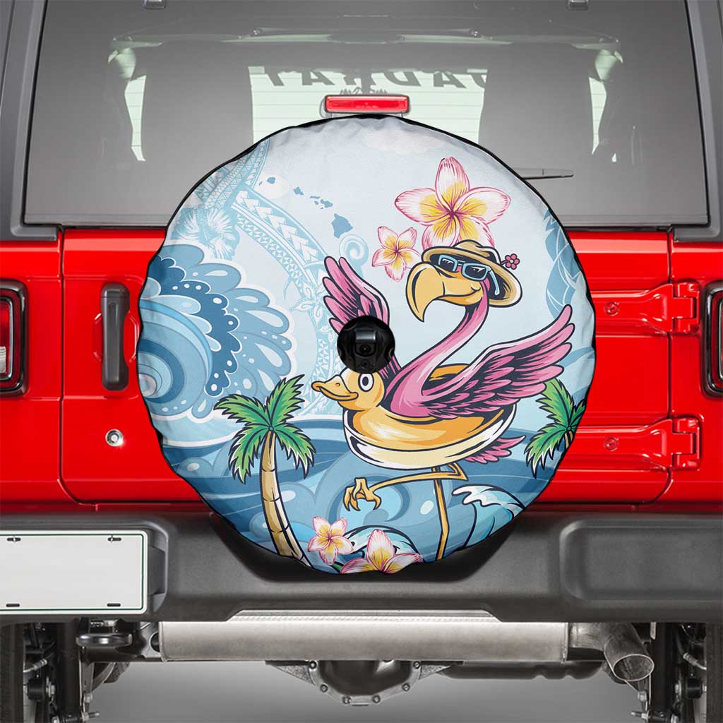 Hawaii Flamingo Spare Tire Cover Plumeria Tropical Beach - Wonder Print Shop