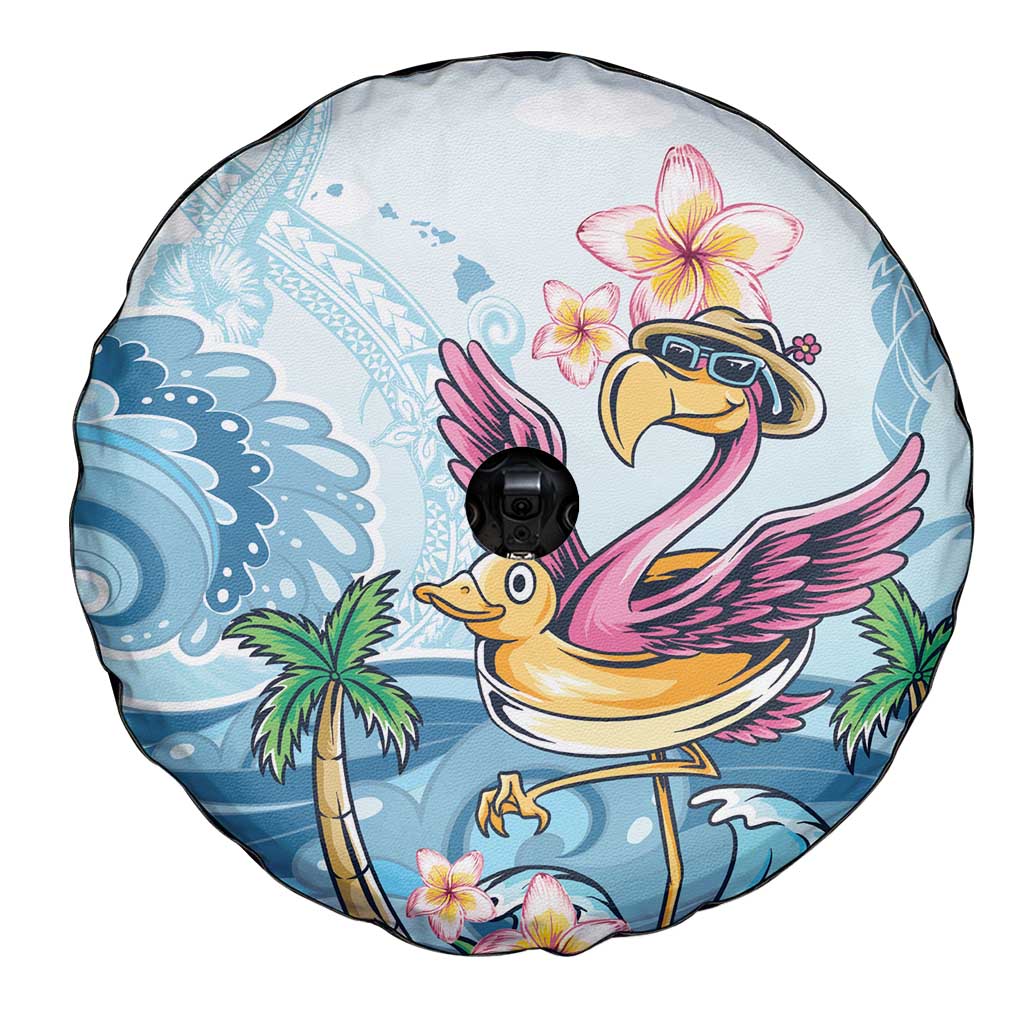 Hawaii Flamingo Spare Tire Cover Plumeria Tropical Beach - Wonder Print Shop