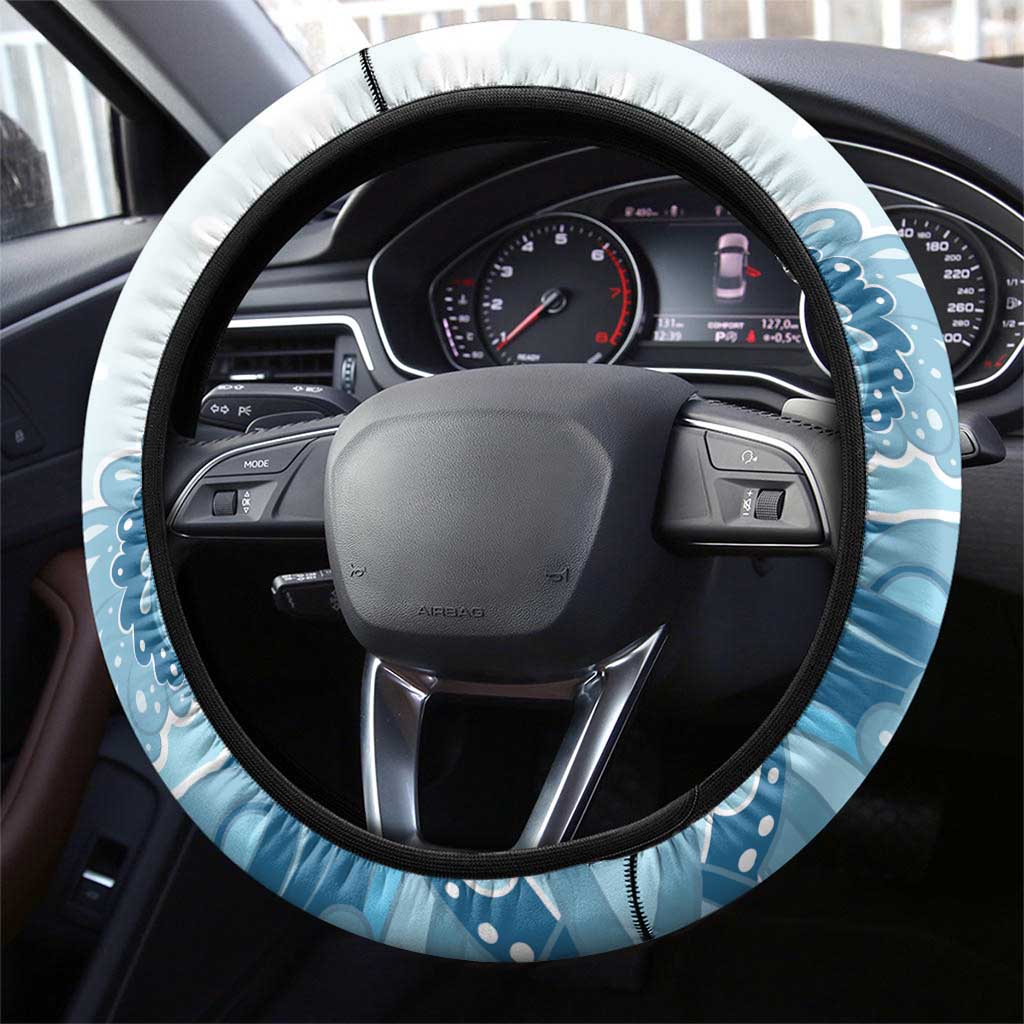 Hawaii Flamingo Steering Wheel Cover Plumeria Tropical Beach - Wonder Print Shop